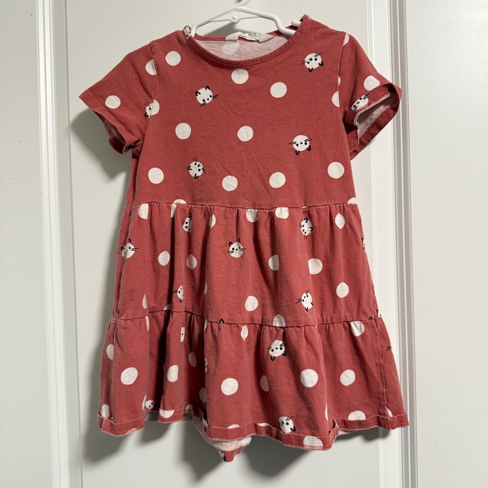 H&M Pink and White Polka Dot Cat Dress
